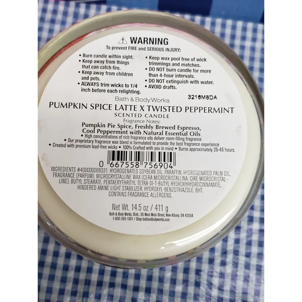 BBW Pumpkin Spice Latte X Twisted Peppermint Limited Edition Large 3 Wick Candle